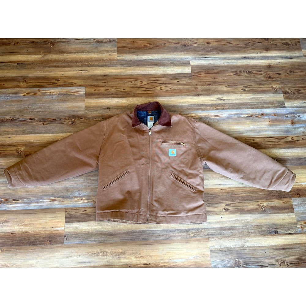 Carhartt Detroit Jacket J01 BRN Brown Duck Canvas Blanket Lined Mens 46 Regular